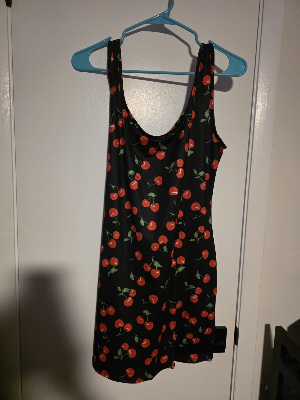 SHEIN Black Mini Dress with Red Cherry Print